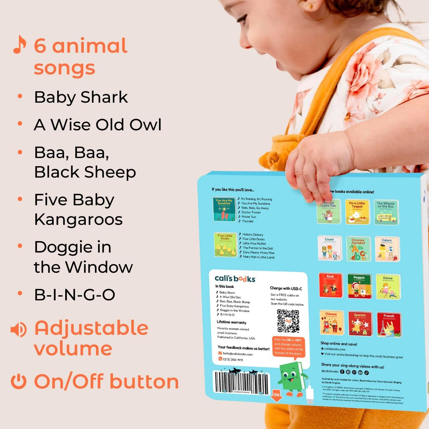 image:imageCalis Books Baby Shark Music Book for Toddlers 13 Years Old Animal Songs Musical Books Interactive Baby Sound Book Singing Toy for Children Girls Learning Song Toys for Toddler Boys