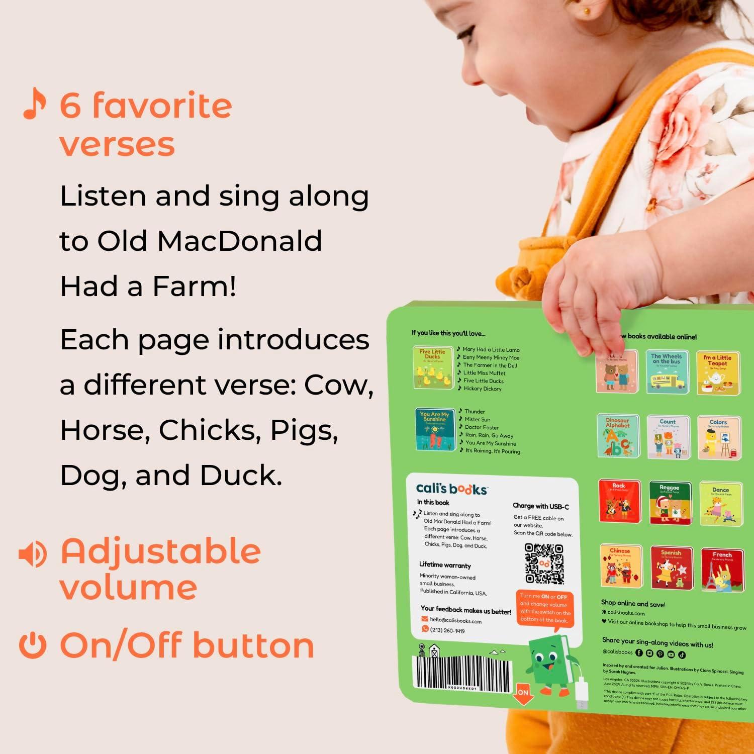 image:imageCalis Books Old MacDonald Had a Farm Music Book for Toddlers 13 Years Old Nursery Rhymes Musical Books Interactive Baby Sound Book Singing Toy for Children Girls Learning Song Toys Toddler Boys