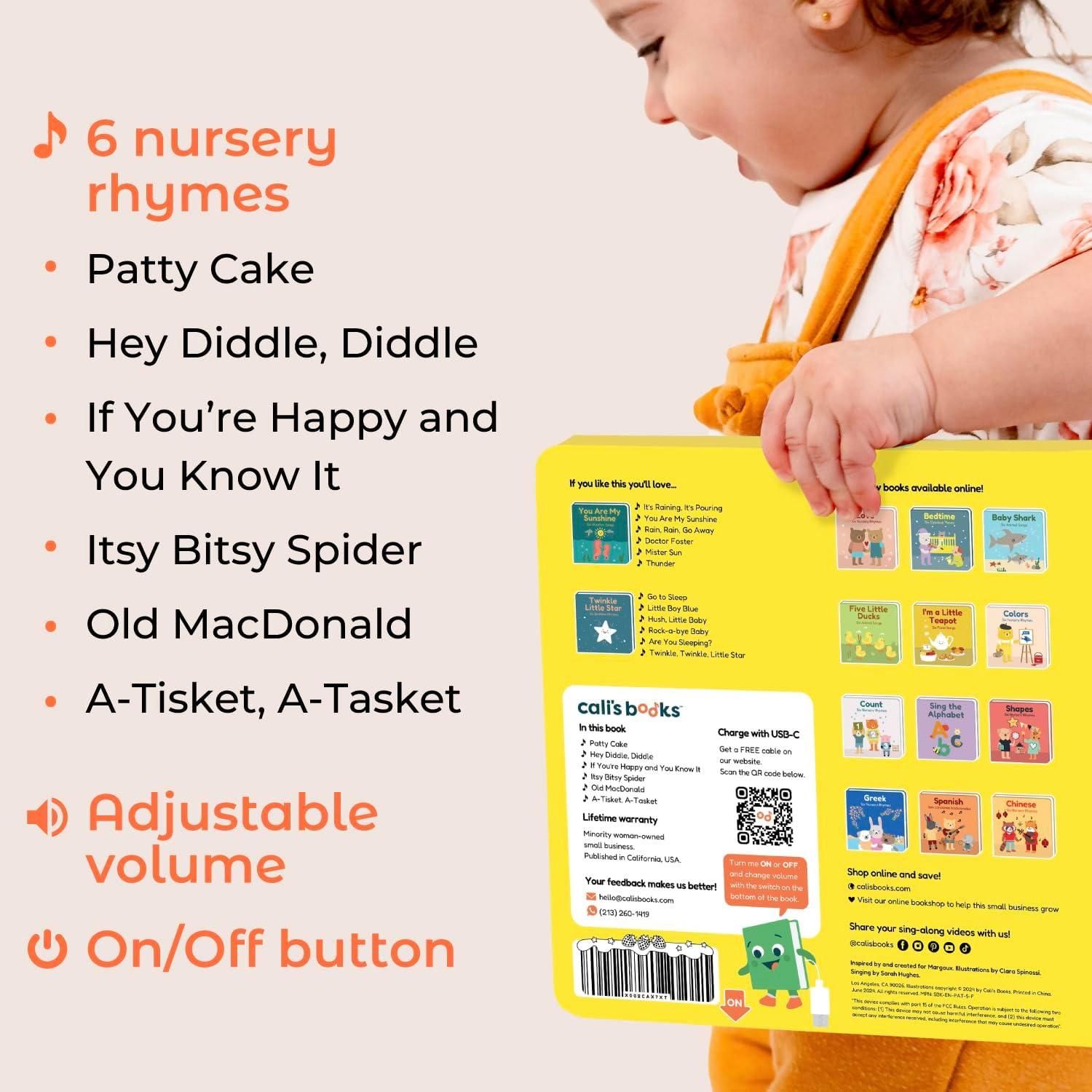 image:imageCalis Books Patty Cake Nursery Rhymes Interactive Books for 1 Year Old Sound Book for Toddlers 13 Perfect 1 Year Old Girl Musical Book for Toddlers 6 Favorite Songs