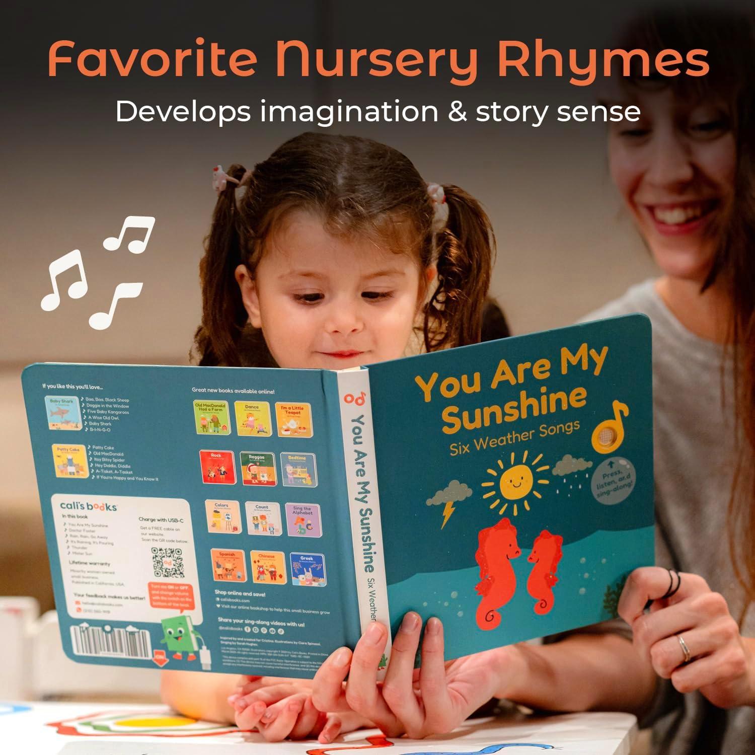 image:imageCalis Books You Are My Sunshine Music Book Toddlers 13 Years Old Nursery Rhymes Musical Book Headphone Jack Interactive Baby Sound Book Singing Toy Children Girls Learning Song Toy Toddler Boys