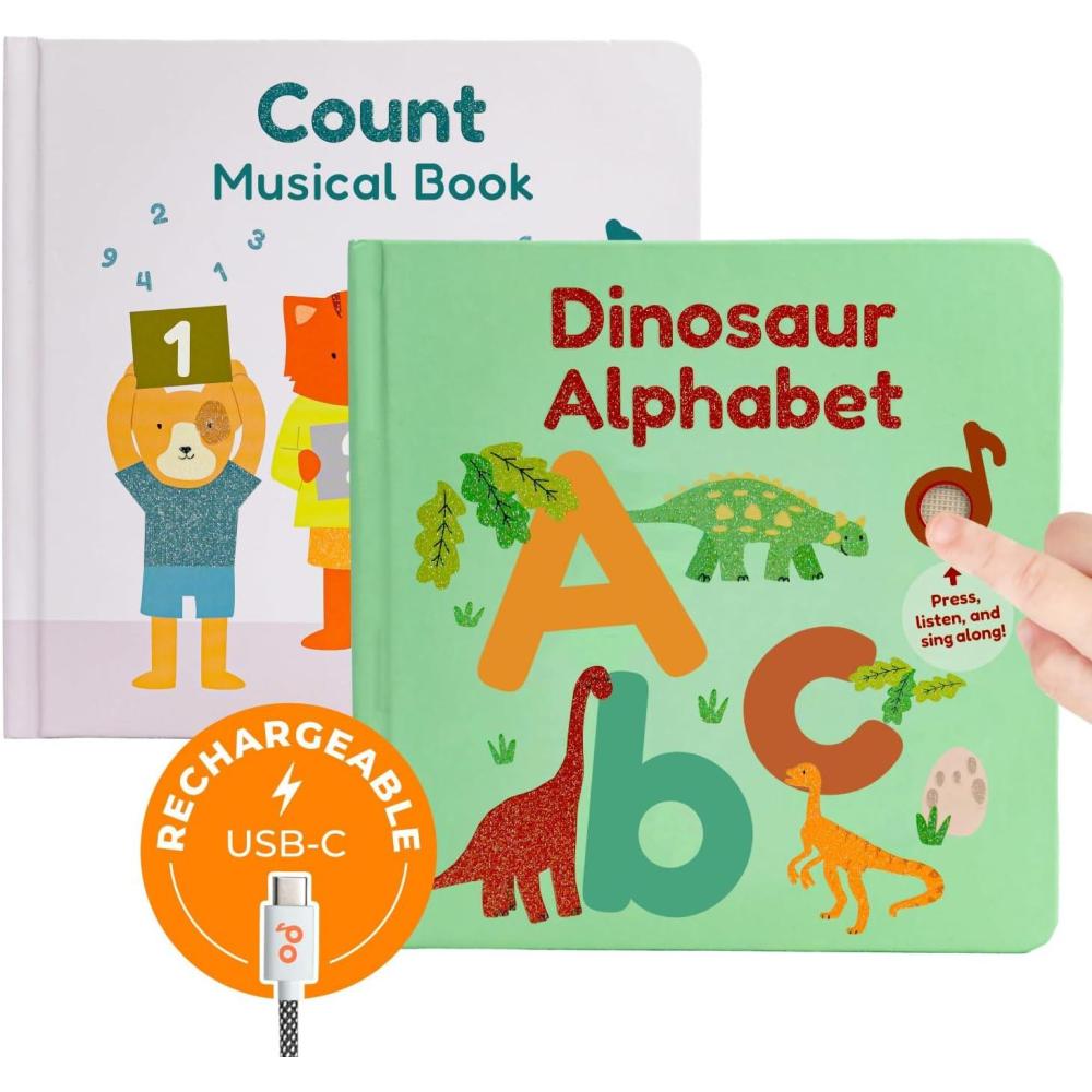 image:imageCalis Books Count amp Dinosaur Alphabet Bundle Educational Learning Toys for Toddlers Number Alphabet Music Book for 1 Year Old Toddler