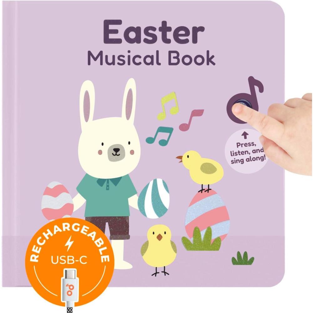 image:imageCalis Books Halloween Books for Kids Glow in The Dark Musical Book for Toddlers 13 Halloween Toys Singing Music Book USBC Rechargeable Baby Nursery Rhymes Learning Song Toy for 2 Year OldEaster