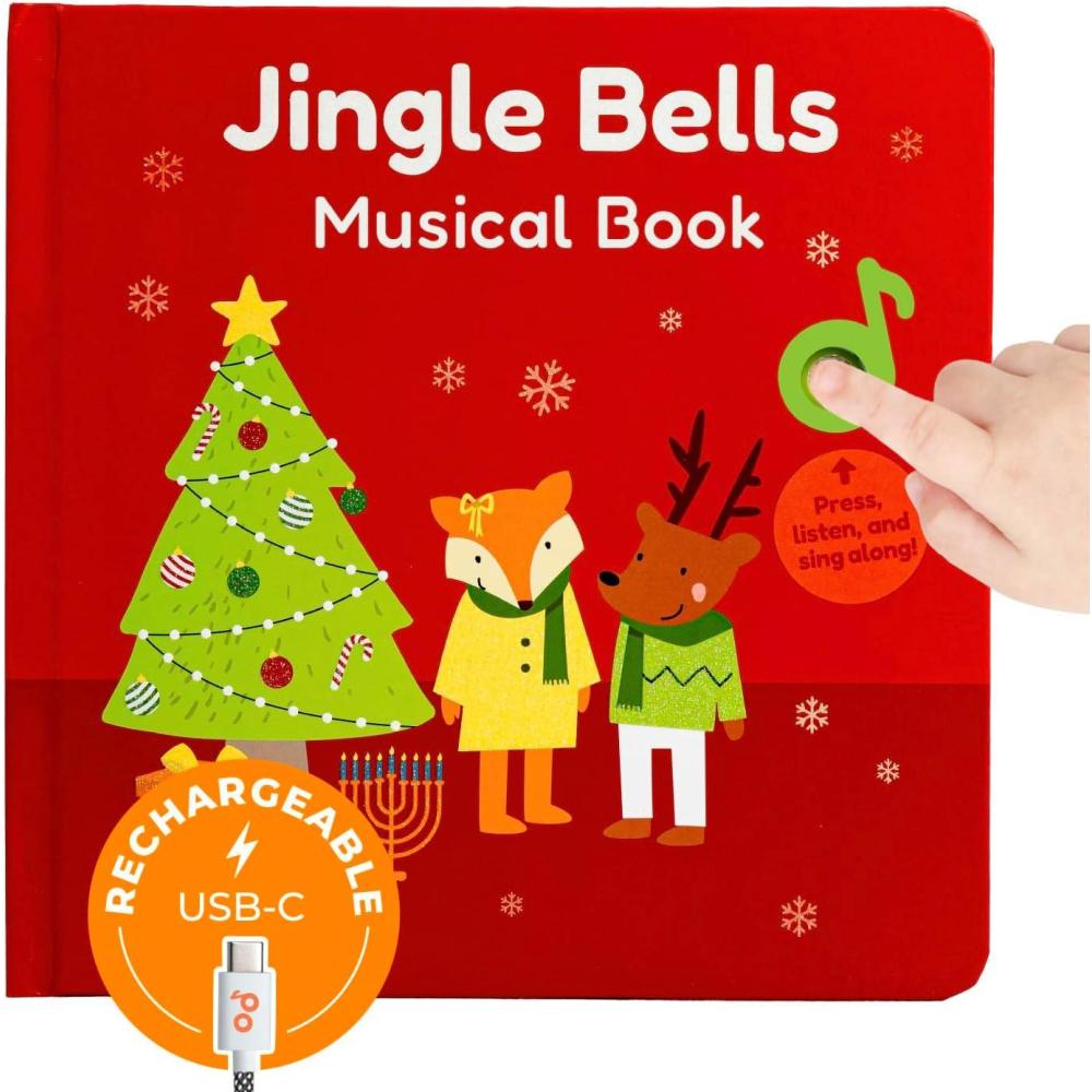 image:imageCalis Books Halloween Books for Kids Glow in The Dark Musical Book for Toddlers 13 Halloween Toys Singing Music Book USBC Rechargeable Baby Nursery Rhymes Learning Song Toy for 2 Year OldJingle Bells