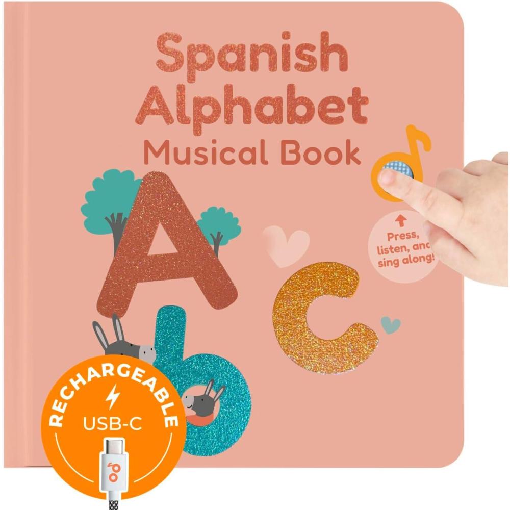 image:imageCalis Books Spanish Book for Toddlers 13 Musical Books for Kids Interactive Baby Sound Book Educational Song Learning Toys Bilingual Music Toy for Babies Libros para ninos en EspanolSpanish ABC