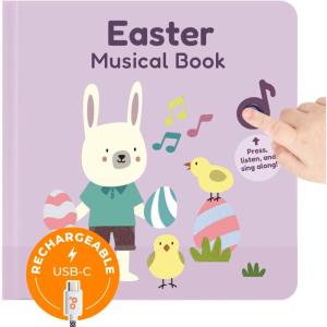 Cali’s Books Easter Nursery Rhymes Musical Book – Easter Basket Stuffers for Toddlers, Baby Easter Basket Stuffers, Rechargeable Musical Books for Toddlers 1-3(Easter)