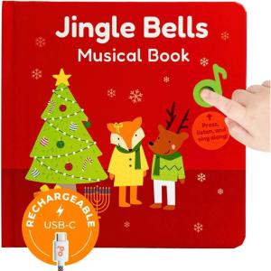 Cali’s Books Easter Nursery Rhymes Musical Book – Easter Basket Stuffers for Toddlers, Baby Easter Basket Stuffers, Rechargeable Musical Books for Toddlers 1-3(Jingle Bells)