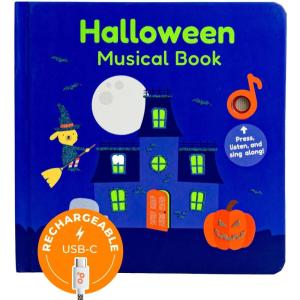 Cali’s Books Halloween Books for Kids – Glow in The Dark Musical Book for Toddlers 1-3, Halloween Toys Singing Music Book, USB-C Rechargeable Baby Nursery Rhymes Learning Song Toy for 2 Year Old(Halloween)