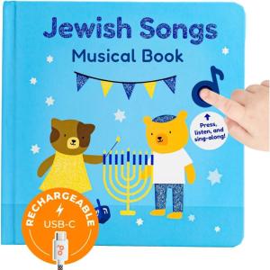 Cali’s Books Halloween Books for Kids – Glow in The Dark Musical Book for Toddlers 1-3, Halloween Toys Singing Music Book, USB-C Rechargeable Baby Nursery Rhymes Learning Song Toy for 2 Year Old(Jewish Holiday)