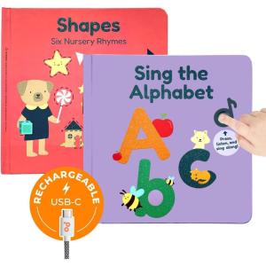Cali’s Books Shapes & ABC Sound Book – Toddler Music Sound Book Bundle, Educational Learning Toys for Toddlers, Alphabet, Shape, Singing Toy