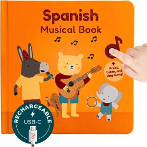 Cali’s Books Spanish Book for Toddlers 1-3 – Musical Books for Kids, Interactive Baby Sound Book, Educational Song Learning Toys, Bilingual Music Toy for Babies, Libros para ninos en Espanol(Canciones Tradicionales)
