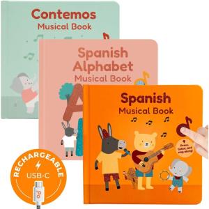 Cali’s Books Spanish Sound Book Bundle for Toddlers – Learning Spanish Alphabet, Educational Toys for 1 Year Old, Toddler Books, Espanol