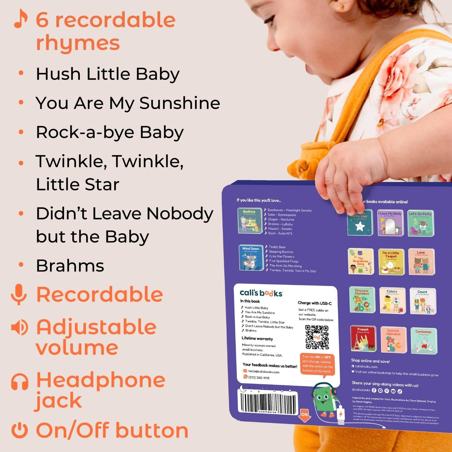image:imageCalis Books Hush Little Baby Recordable Music Book Toddlers 13 Years Old Lullaby Rhymes Musical Book Headphone Jack Interactive Sound Book Voice Recording Song Toy Children Girls Toddler Boys